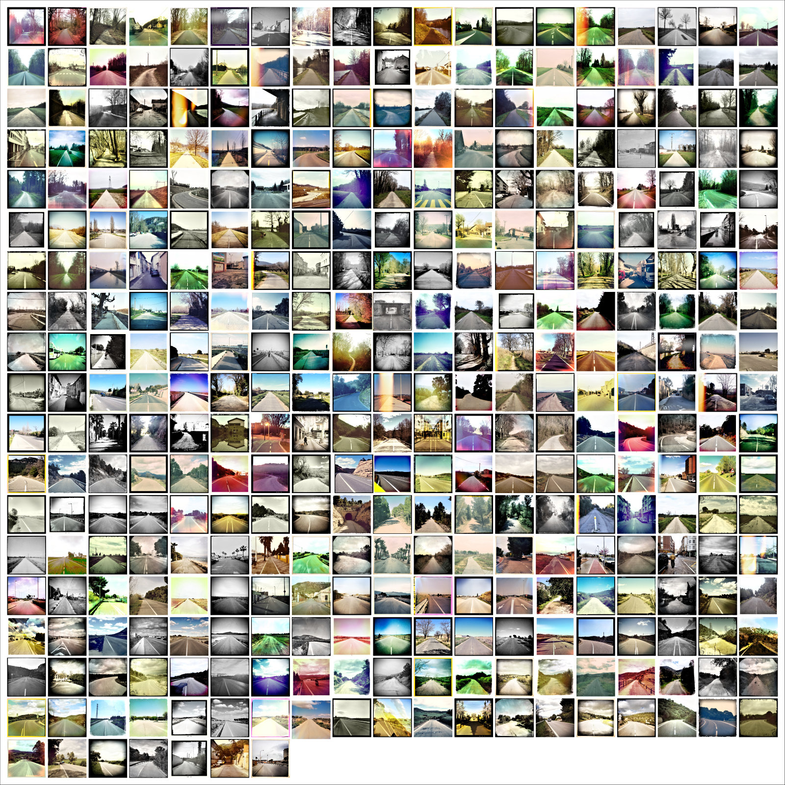349 quadratische Straßenfotos auf einer Bildcollage arrangiert