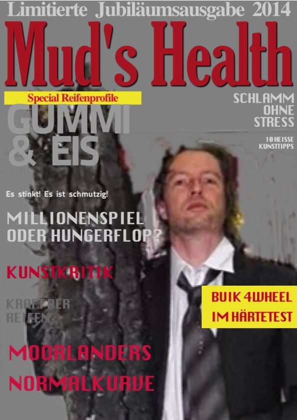 Fiktive Zeitung Muds Health mit Schlagzeilen und Skandalen um Heiko Moorlander