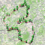 Screenshot einer Landkarte mit einer Routenlinie an den Grenzen von Rheinland-Pfalz