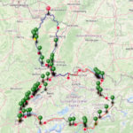 Konturlinie der Schweit mit verschiedenen Wegpunkten als grünliche Landkarte